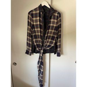 Rag & Bone Plaid Button Down Shirt with Tie Detail
